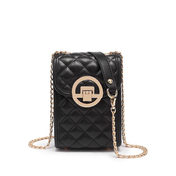 

designer bag mobile phone crossbody bag with metal chains and plaid 19cm