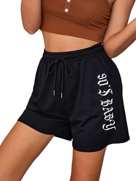 

letter graphic drawstring shorts n9rg#, White;black