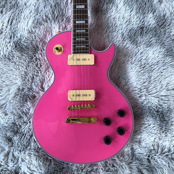 

2022 gold hardware electric guitar guitarra rosewood fingerboard mahogany wood body two piece p90 pickups