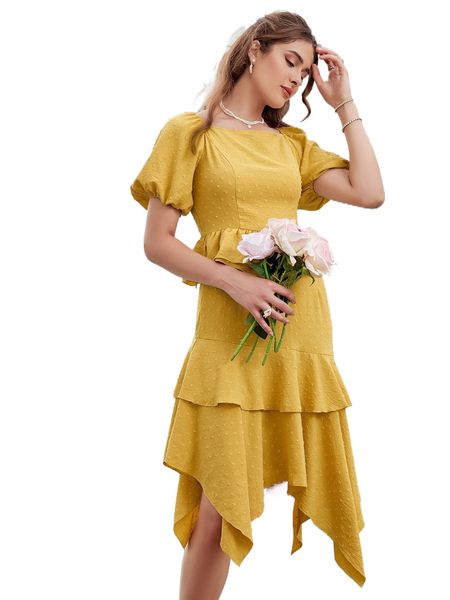 

swiss dot lace up backless blouse & asymmetrical layered hem skirt d4iy#, White