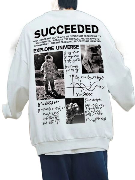 

men slogan & figure graphic sweatshirt l3uq#, Black