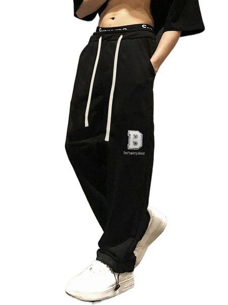 

men letter graphic drawstring waist sweatpants 11bt#, Black