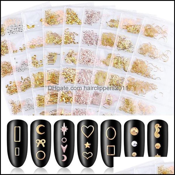

nail art decorations salon health beauty tamax mixed 6 styles/bag 3d gold metal rivets studs round animal moon decoration nails shell stic, Silver;gold