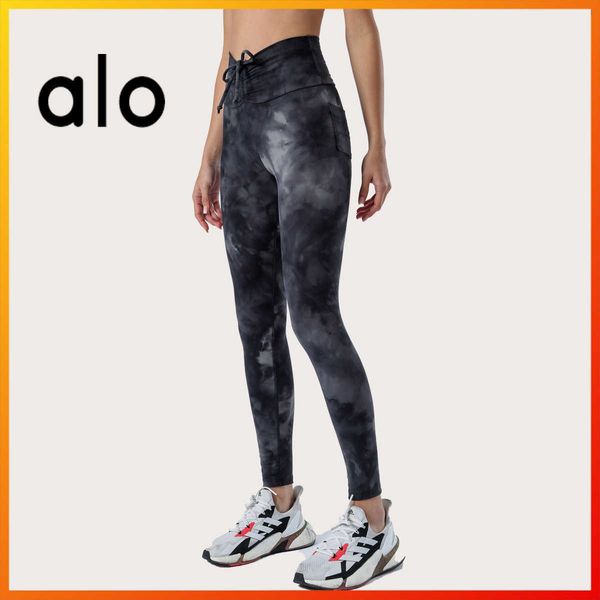 

alo yoga 2022 women's high waist printed push-up fitness tights tie dye sports pants gym running pants 2087