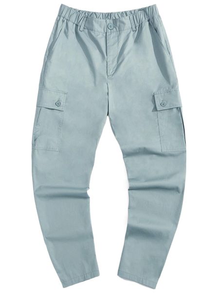 

men flap pocket side cargo pants j8vd#, Black