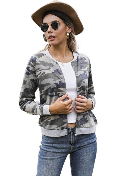 

dearcase raglan sleeve zip up camo bomber jacket v2qc#, Black;brown