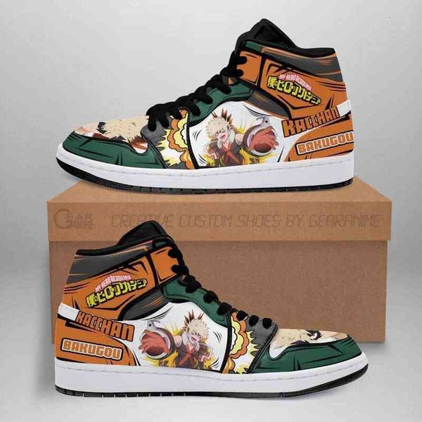 

katsuki bakugo sneakers custom my hero academia anime shoes, Black