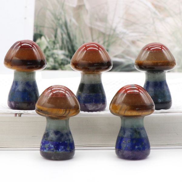 

mini mushroom statue natural stone carved decoration rose quartz healing crystal gift room ornament fish tank decoration, Black