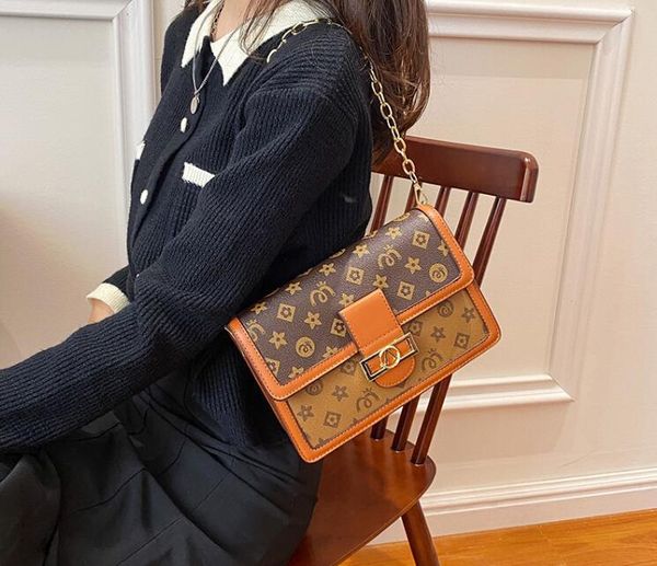 

new old flower small square bag flap chain shoulder messenger bag handbag