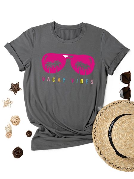 

plus letter & palm tree print tee e2wm#, Black