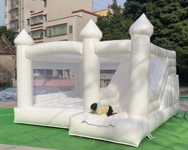 Ultimate Combo Center White Wedding Bounce Inflatable House com barraca de segurança do castelo de slides para crianças