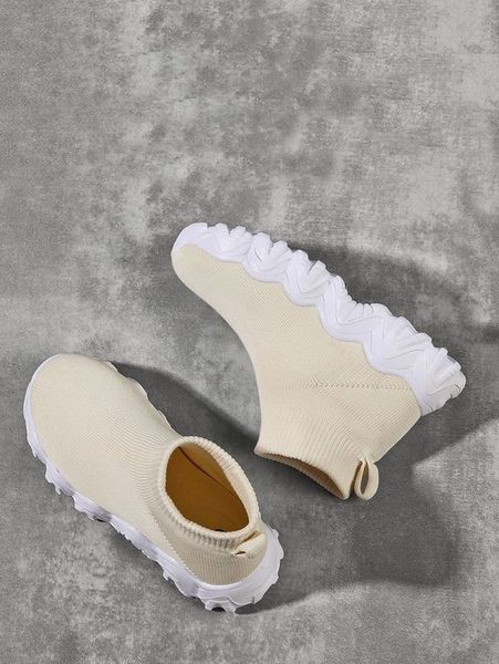 

kids knit detail slip on sock sneakers she01, Black