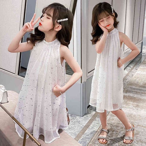 

girls summer dress princess dresses for kids 2022 new baby girls clothes student fashion 12 years old prom shiny double dress g220428, Red;yellow