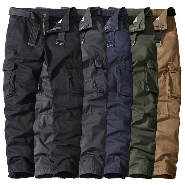 

casual pants men military tactical jogging camouflage overalls multi pocket fashion military pants men, Black