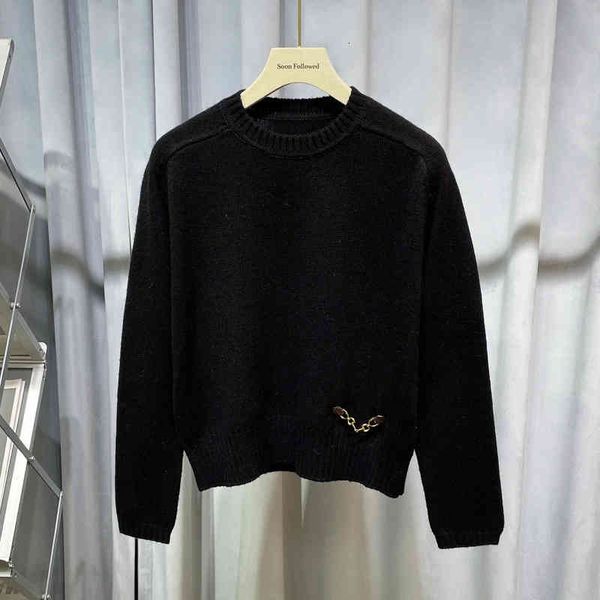 

women's knits & tees double section special price chain round neck long sleeve pullover sweater khaki celebrity temperament loose cashm, White