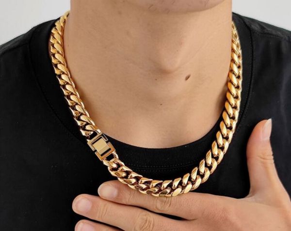 

14k 8mm chains hip hop necklace men's cuban gold plated chain 24 inch, Black