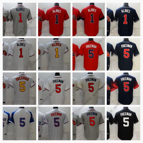 

new baseball 1 ozzie freddie albies 5 an jersey size s--xxxl, Blue;black