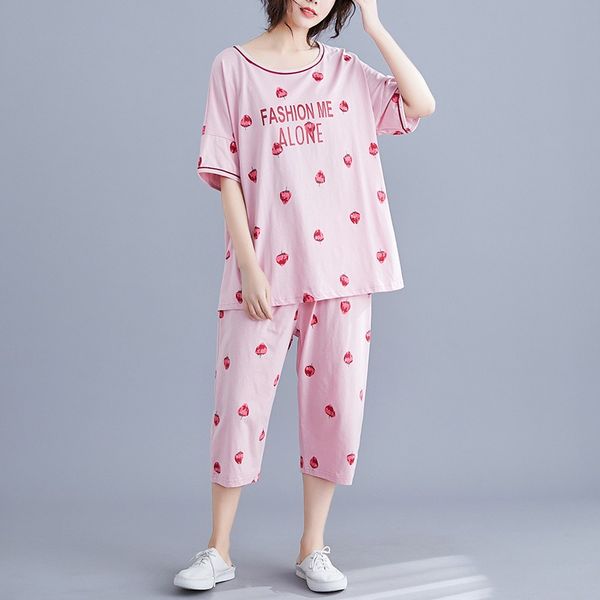 

plus cherry & heart print ruffle trim sleep tee & shorts b5cd#, Black;white