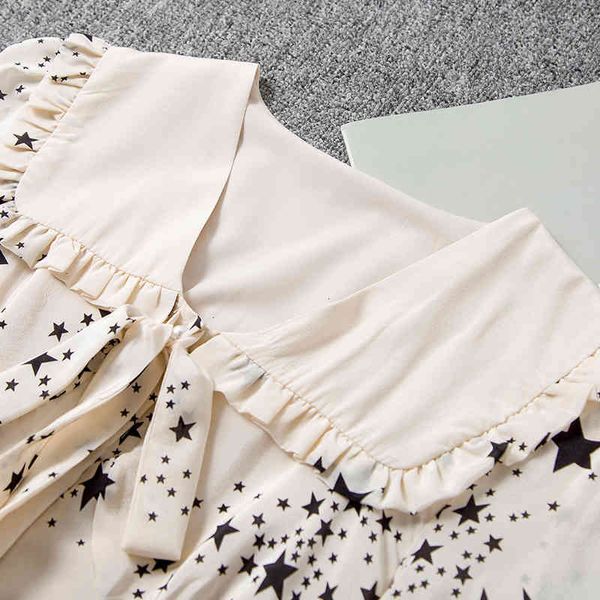 

casual dresses miu family college style crepe de chine mulberry silk heavy dress young women's navy collar star skirt spring, Black;gray