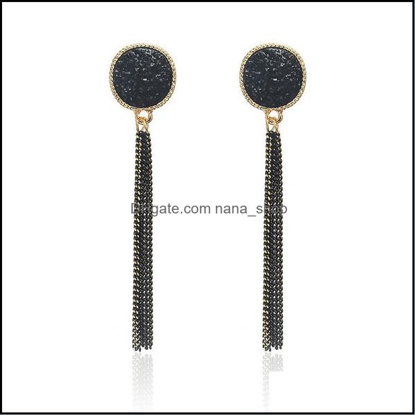 

dangle chandelier earrings jewelry chain tassel long gold color maxi hanging drop earring for women with black stones bohemian bride party, Silver