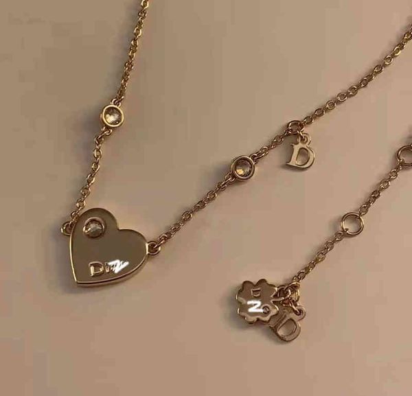 

shaped letter d family love sense diamond inlaid neck sweet cool girl simple personalized clavicle tide brand fashion design necklace bracel, Black