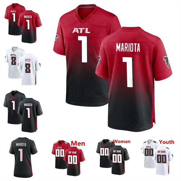 

fans custom atlanta''falcons''mens women kids 1 marcus mariota 8 kyle pitts jersey julio jones grady jarrett calvin&#039, Black
