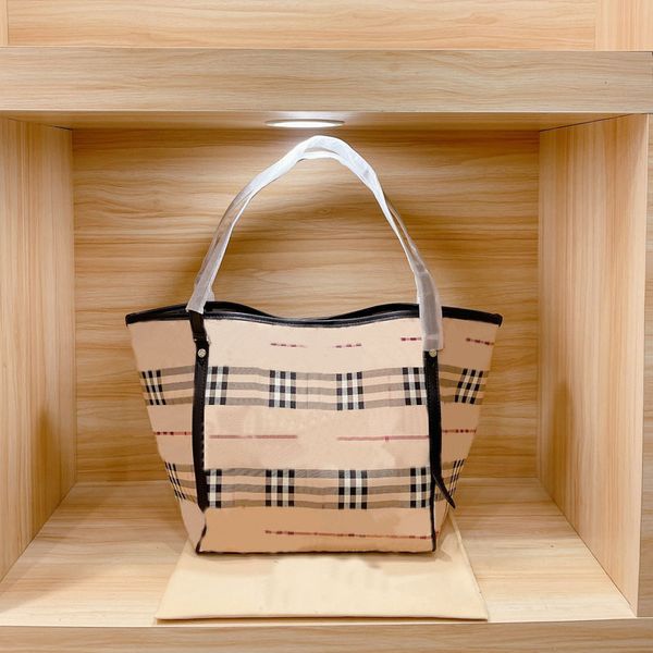 

lattice totes bag women handbag purse genuine leather canvas shoulder bags large capacity shopping purses fashion letters interior zipper po