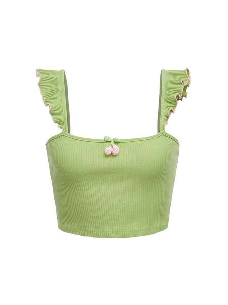 

mod cherry patched detail ruffle trim v2nr#, White