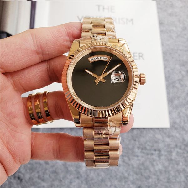 

men's high-end business watch mechanical movement waterproof black face design designer high-grade watch wholesale, Slivery;brown