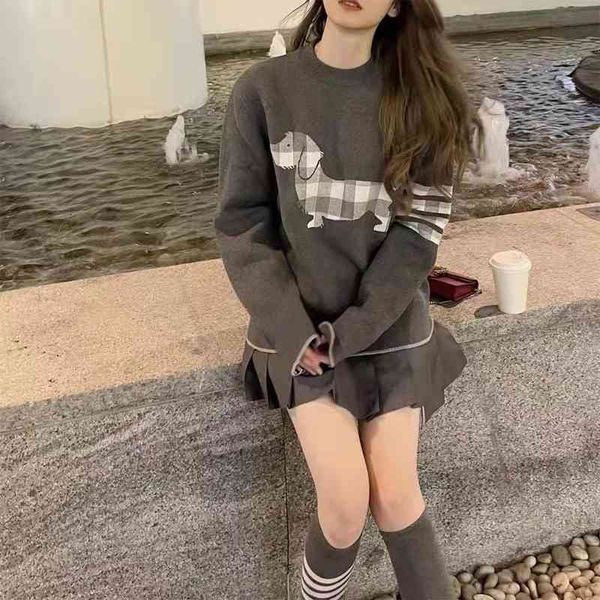 

women's sweaters [] loose and lazy animal pattern wool pullover sweater knitwear in autumn winter zdtu, White;black