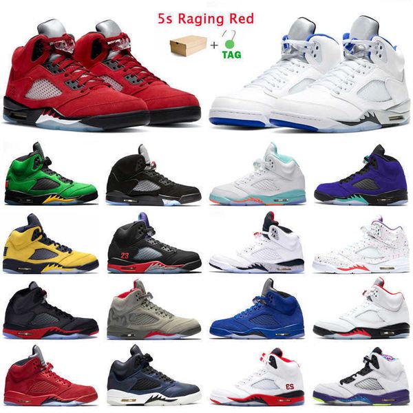 

5s raging red mens basketball shoes jumpman 5 hyper royal og black metallic blue suede white cement camo men trainers outdoor sports