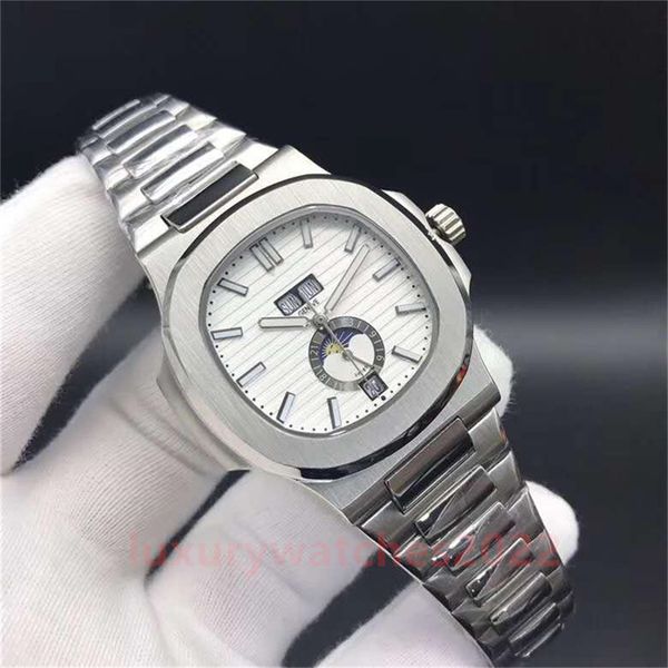 

super factory watches men's mechanical 5726 motion series brand automatic watch sun moon and star functions business wristwatch montre, Slivery;brown