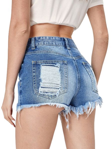

x anitta ripped raw hem denim shorts 357p#, White;black