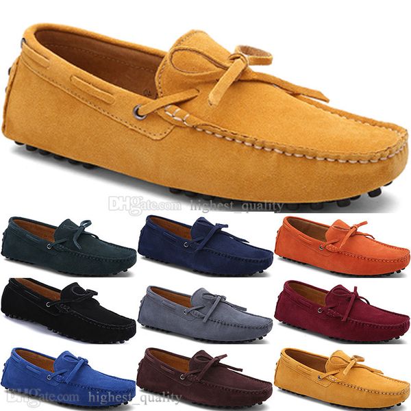 337 New Fashion mens Scarpe casual in pelle Stile britannico primavera Coppia Genuine Peas Scrub uomo Drive Lazy man copriscarpe outdoor comodo traspirante nero giallo