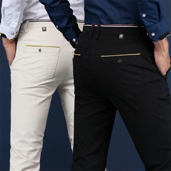 

men's pants 6 colors spring and summer slim casual fashion business cotton brand thin trousers classic style 220826, Black