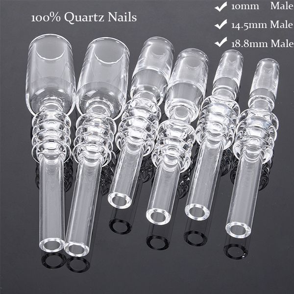 100% Quarzo Chiodi 10mm 14mm 18mm Maschio Accessori per fumatori TUBO Mini Nectar Collector Banger Nail Quarzo Consigli Dab Straw GQB19