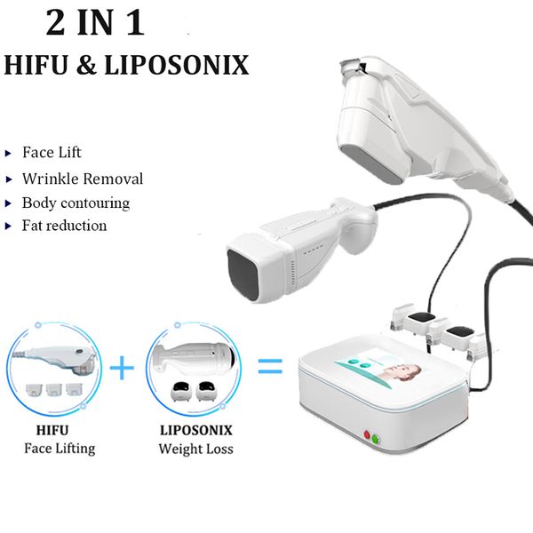 

portable vmax hifu liposonix fat dissolve machine ultrasound slimming ultrasonic face skin tightening machines 2 handles