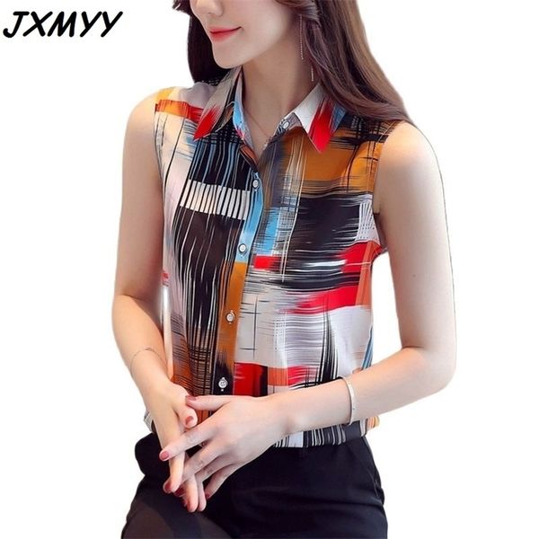 Camisa de colete de colete de verão de moda estrangeira camisa de chiffon com mangas com as melhores mulheres JXMYY 210412