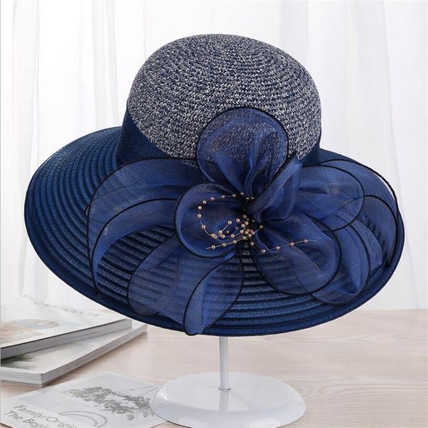 Verão Senhoras Chapéu Lazer Praia Mulheres Sol Elegant Brim De Seda Flor Bucket Casual Cap Fedora 220318