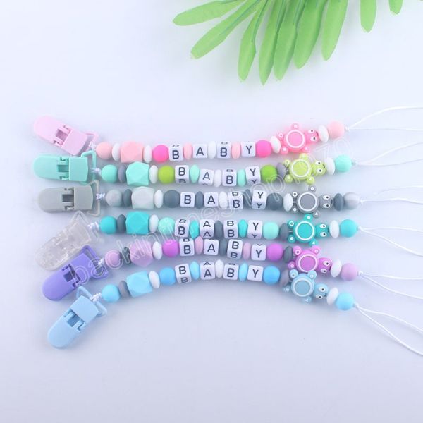 Baby Solder Holder Clips de plástico Candy Candy Color Turtle Silicone Pacifiers Desmedindo o mamilo dental anti-Drop cadeia