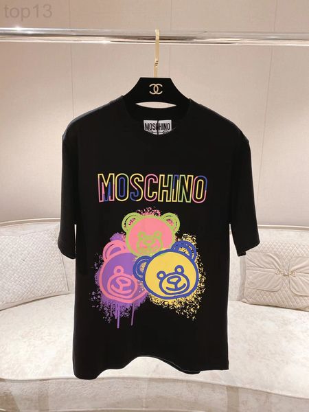 

women's t-shirt designer chaopai 22 early spring new round neck cute three bear print short sleeve loose female 68do, White