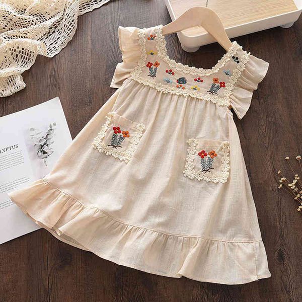 Melario Beby Kids Dresses Girls Girls Summer Flower Bordery Lace Dress Girl Girl Sweet Flying Flying Princess Roupos 2-6 anos Y220510