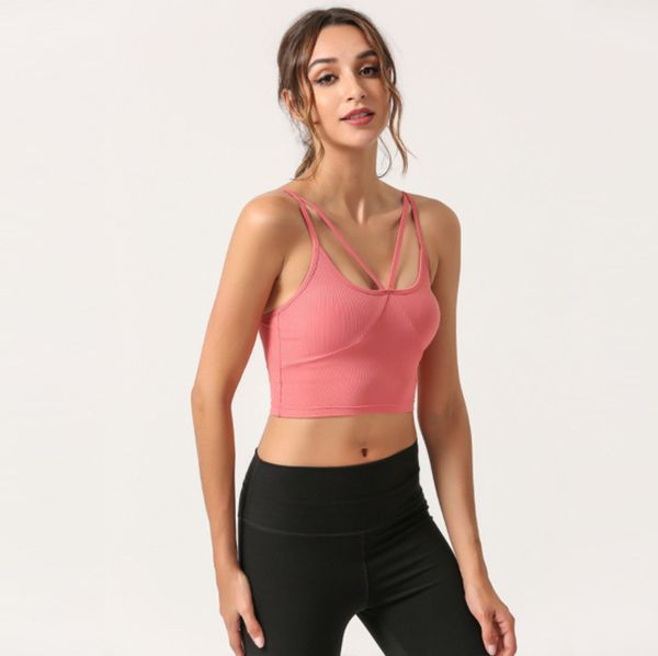 

lulu bras women's brand beautiful back yoga bra clothes fitness suit vest sports suspender with lu-2029 iser, Red;black