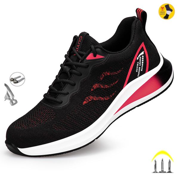 

fashion safety shoes women steel toe shoes anti-puncture work sneakers indestructible work safety boots male shoes work boots, Black;brown