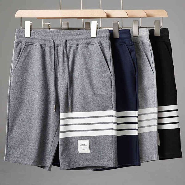 

sports casual shorts stripe large loose summer cotton beach breeches men's pants, Black