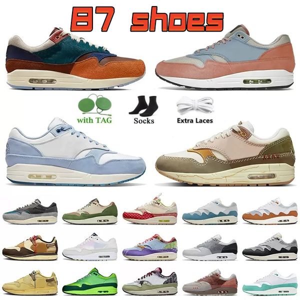 Patta Waves 1 Scarpe da corsa Moda Donna Uomo Scarpe da ginnastica Sneakers NH Treeline Blueprint Concepts Tela pesante 87 Wabi Sabi Noise Aqua 1s Nero Bianco Verde acqua scuro Verde T1