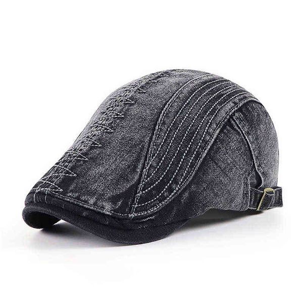 

brand berets hat men solid color newsboy caps cotton cabbie duck mouth climb flat hat spring summer visor sun cap gorras j220722, Blue;gray
