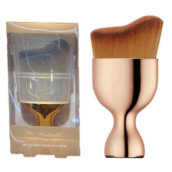 Ferramentas de maquiagem Curve Gold Foundation Brush Contorro Brush Espo pinc￩is