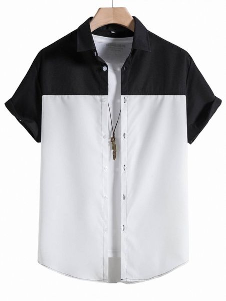 

men two tone curved hem shirt without tee t4uq#, White;black