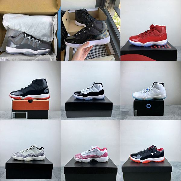 

25th anniversary men basketball shoes 11s cherry cool grey white bred concord gamma blue 11 unc snakeskin low iridescent women sports traine
